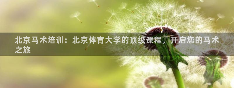 富联超市：北京马术培训：北京体育大学的顶级课程，开启